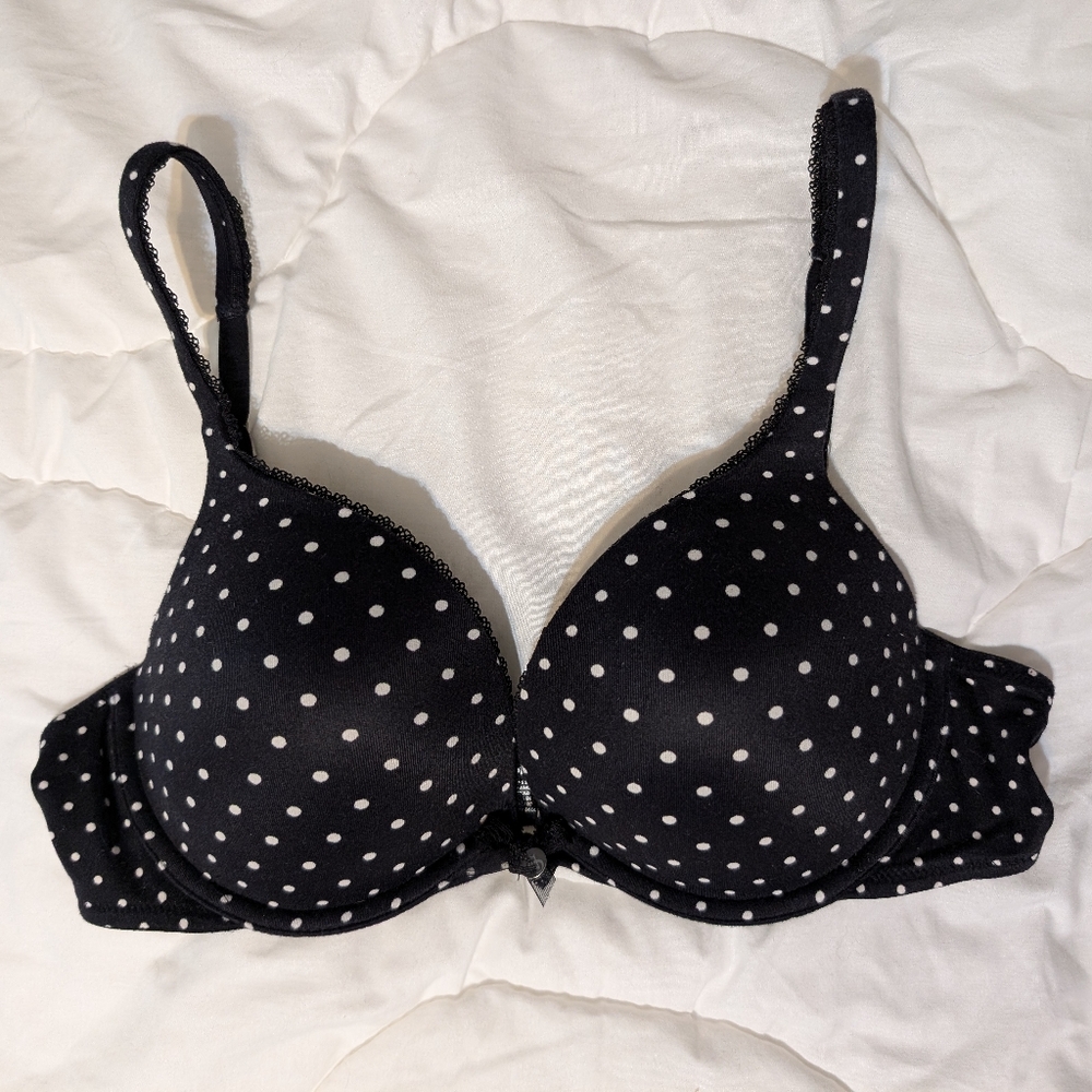 Body by Victoria push up bra - black with white polka dots